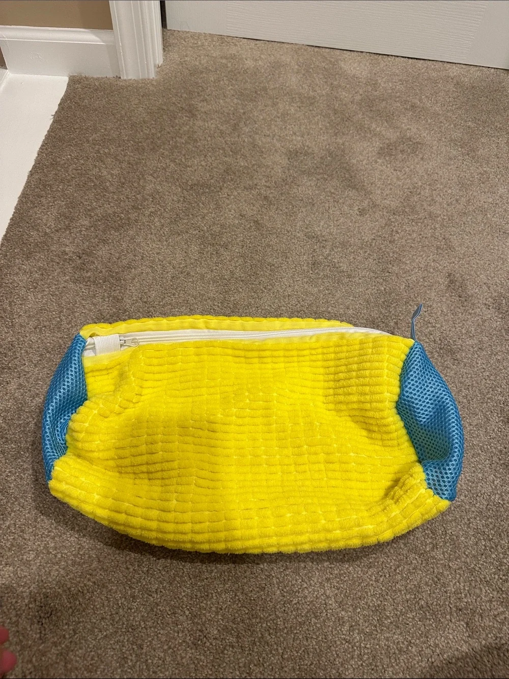 Yellow and Blue Zippered Shoe Washing Bag for Laundry Machine